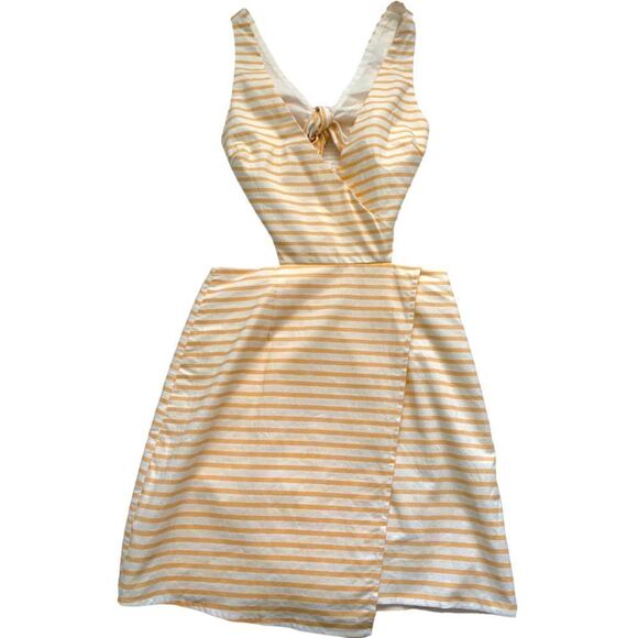 Superdown Mya Tie Back Dress Yellow and White - Picture 8 of 8